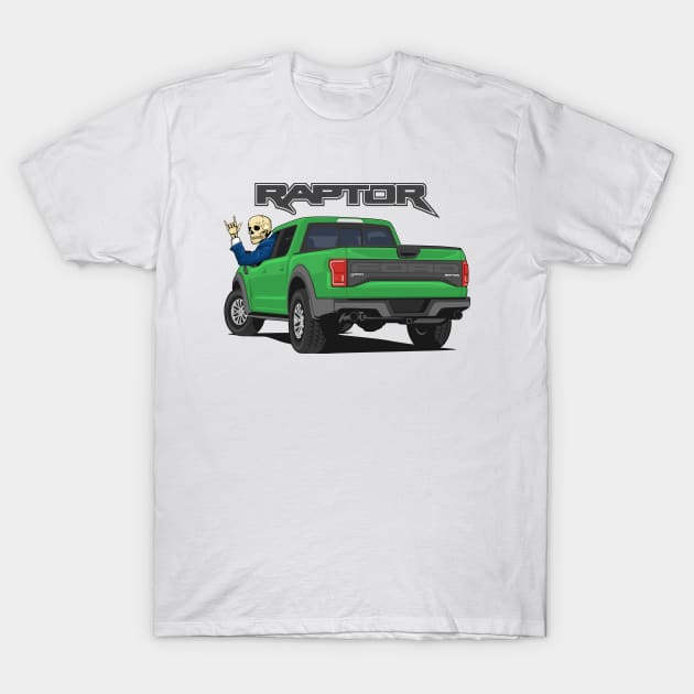 Truck ranger raptor f150 4x4 hand skull metal green T-Shirt by creative.z